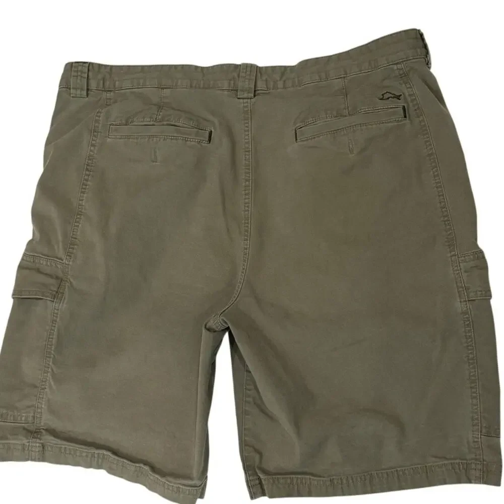 Tommy Bahama Olive Green Cargo Shorts 38 Mens Tencel Blend Flat Pocket Twill